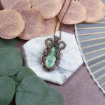 Miedziany wisiorek wire wrapping z szatukitem #527 - 