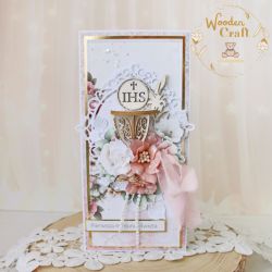 Kartka komunijna pamiątka "LovelyPink1"GOTOWA