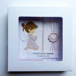 Delikatna kartka z aniołkiem na Chrzest  - Pamiątka Chrztu z aniołkiem