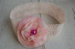 Retro opaska niemowlęca w delikatnym beżu i różu - REZERWACJA