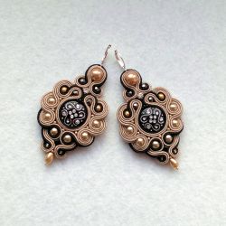 Kolczyki sutasz Beżowe z Czarnym