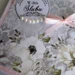 Kartka ślubna kwiaty kokardka - 