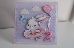 Kartka na roczek urodziny Króliczek baletnica
