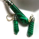 Malachit zielony, elegancka biżuteria - zestaw - 