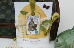 Kartka wielkanocna-pomarańczowy zajączek