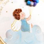 aniołek z balonikami obrazek pamiątka chrztu - personalizowana pamiątka dla chłopca