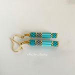 Kolczyki Egipt turkusowe z koralików Miyuki Delica - Widok z boku