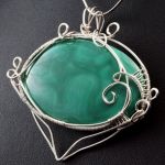 Malachit, Srebrny wisior z malachitem - Sterling Silver pendant with Malachite cabochon, gift for her, gift for mom, perfect present, unique artisan handcrafted jewelry for women