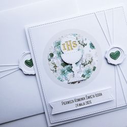 Kartka komunijna minimalistyczna handmade