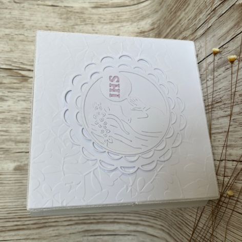 Komunia św. drewniana kartka scrapbooking