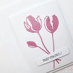 Kartka NA ŚLUB - ciemnoróżowe kwiaty