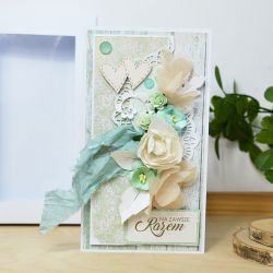 Romantyczna kartka ślubna - miętowa