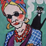 obraz olejny dama kot wie pierwszy - 