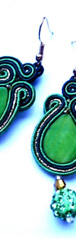 Kolczyki Sutasz z masą perłową i Shamballą w zieleni
