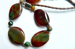 Brązowo-zielone agaty, piękny naszyjnik w kolorach jesieni