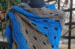 Bardzo duża chusta karmelowo niebieska