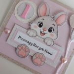 Personalizowana kartka urodzinowa roczek ręcznie robiona króliczek - Personalizowana kartka urodzinowa roczek ręcznie robiona króliczek