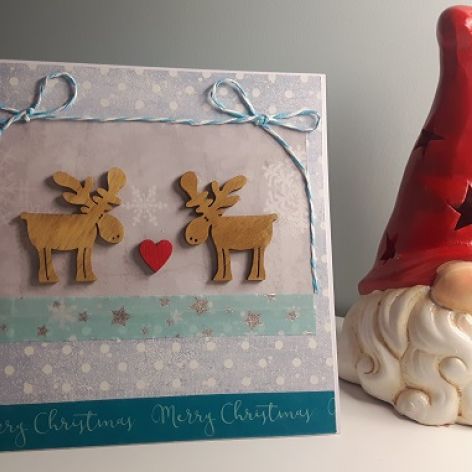 Kartka Boże Narodzenie handmade łosie serce