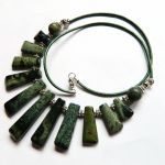 Zielony Jaspis Kambaba, unikatowa, elegancka kolia  - 