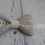 Opaska niemowlęca -Rustykalna, lniana kokardka - 