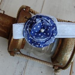 Retro opaska granatowa w groszki