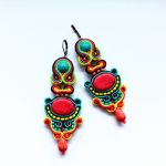 Montezuma Red&Turquoise kolczyki sutaszowe - 