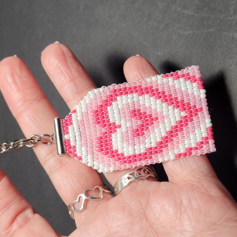 Brelok Serce tkane z koralików Prezent na Walentynki Handmade