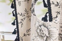 Zasłona gotowa na tunel lniana boho z frędzlami kwiaty SHABBY 150/240cm