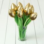TULIPANY, złoty bawełniany bukiet - bukiet bawełnianych złotych tulipanów