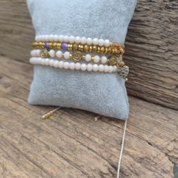 Bransoletka Na Sznurku Nude i Złote Koraliki 25.16