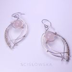 Srebrne kolczyki liście z kryształem górskim - kolczyki srebrne