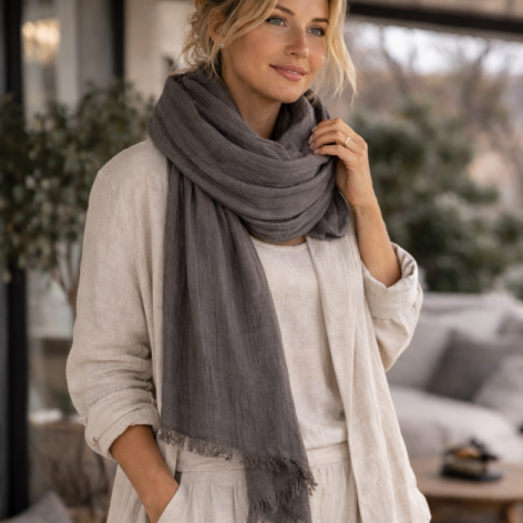 SZAL LNIANY SZALIK DAMSKI SMOKE GREY 