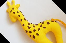 Żyrafa szyta ręcznie zabawka. Bawełna, filc, kulka silikonowa