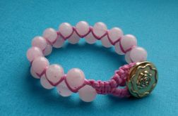 Kwarc różowy bransoletka makrama