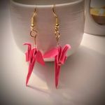 Kolczyki origami flamingi - Z przodu