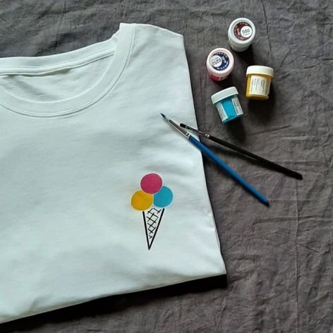 Koszulka ręcznie malowana lody vintage unisex