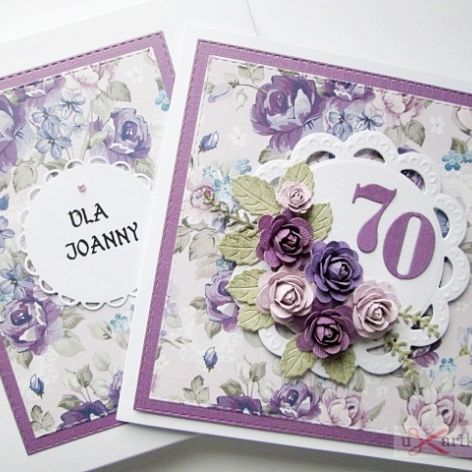 Kartka URODZINOWA z fioletowymi różami
