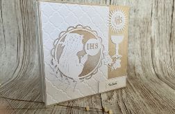 IHS Komunia św drewniana kartka scrapbooking
