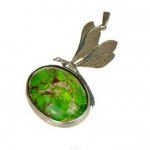 Cesarska ważka -naszyjnik srebrny z jaspisem - zielony wisior