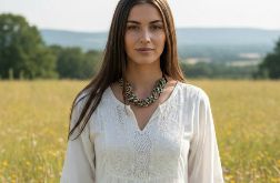 Naszyjnik Mix Korali Drobnych Brązowych Kremowych Z Drobinkami