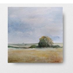 Drzewko-akwarela formatu 15x15 cm 