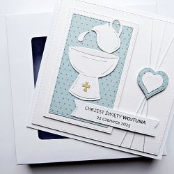 Oryginalna kartka z chrzcielnicą na Chrzest 