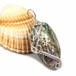 Srebrny wisior z muszlą abalone dwustronny - muszla abalone wisior srebrny