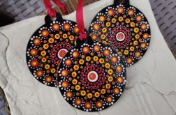 Komplet ręcznie malowanych bombek świątecznych - Mandala czerwona