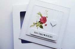 Minimalistyczna kartka ślubna handmade z różą