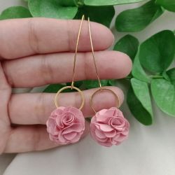 Długie kolczyki zgaszony brudny róż antyczny