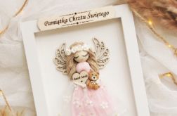 Pamiątka Chrztu Świętego Anioł Stróż róż