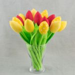 Tulipany, kwiaty z materiału żółte - Bukiet tulipanów