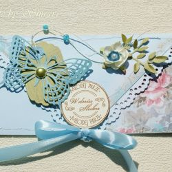 Kopertówka z okazji ślubu- turkusowy motyl