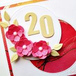 Kartka ROCZNICA ŚLUBU różowo-złocista - Kartka na rocznicę ślubu z różowymi kwiatami